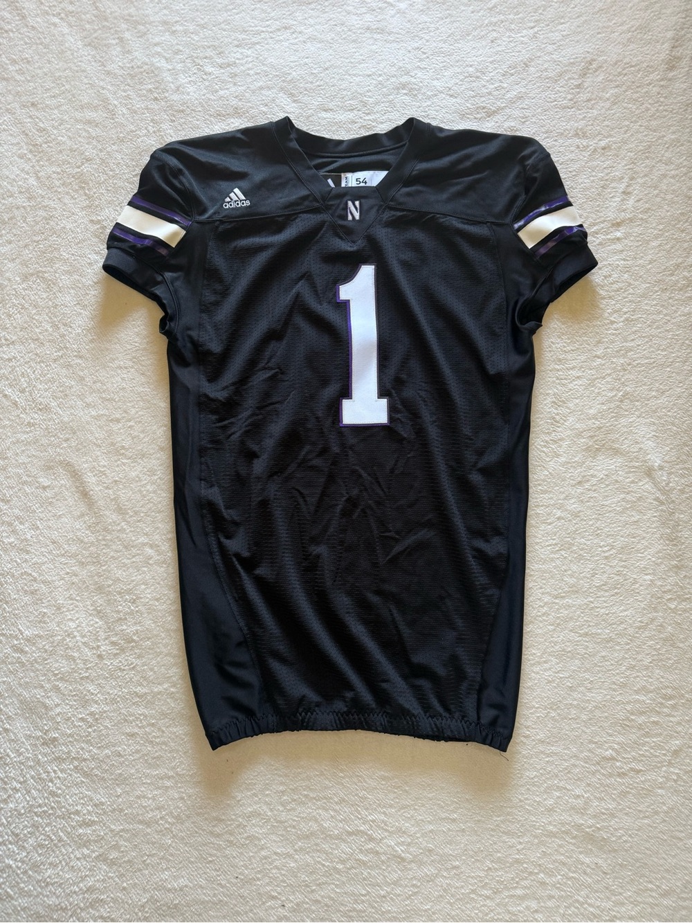 adidas Kids Black Jersey with White Number and Purple Accents
